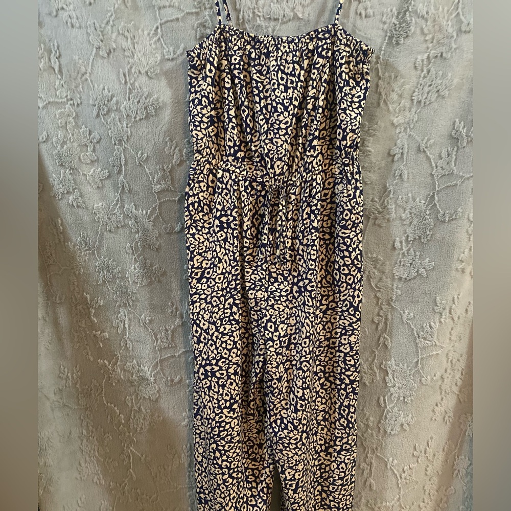 Blue and Cream Print Jumpsuit